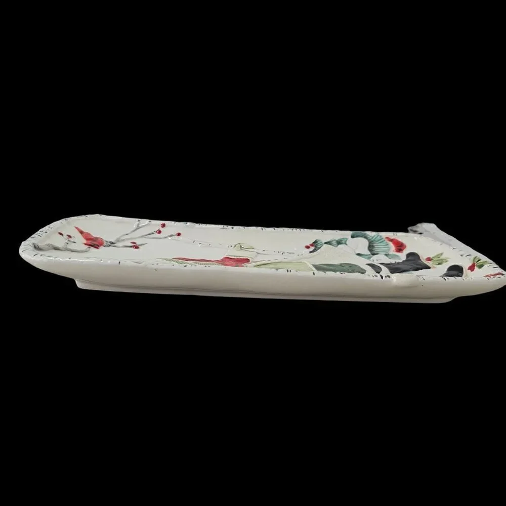 Fitz and Floyd Santa Ceramic Tray Winterberry 2012 12